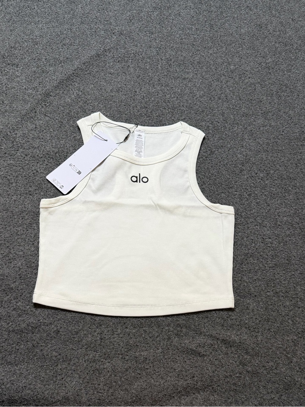 ALO Yoga Kids Cream Rib Crop Tank